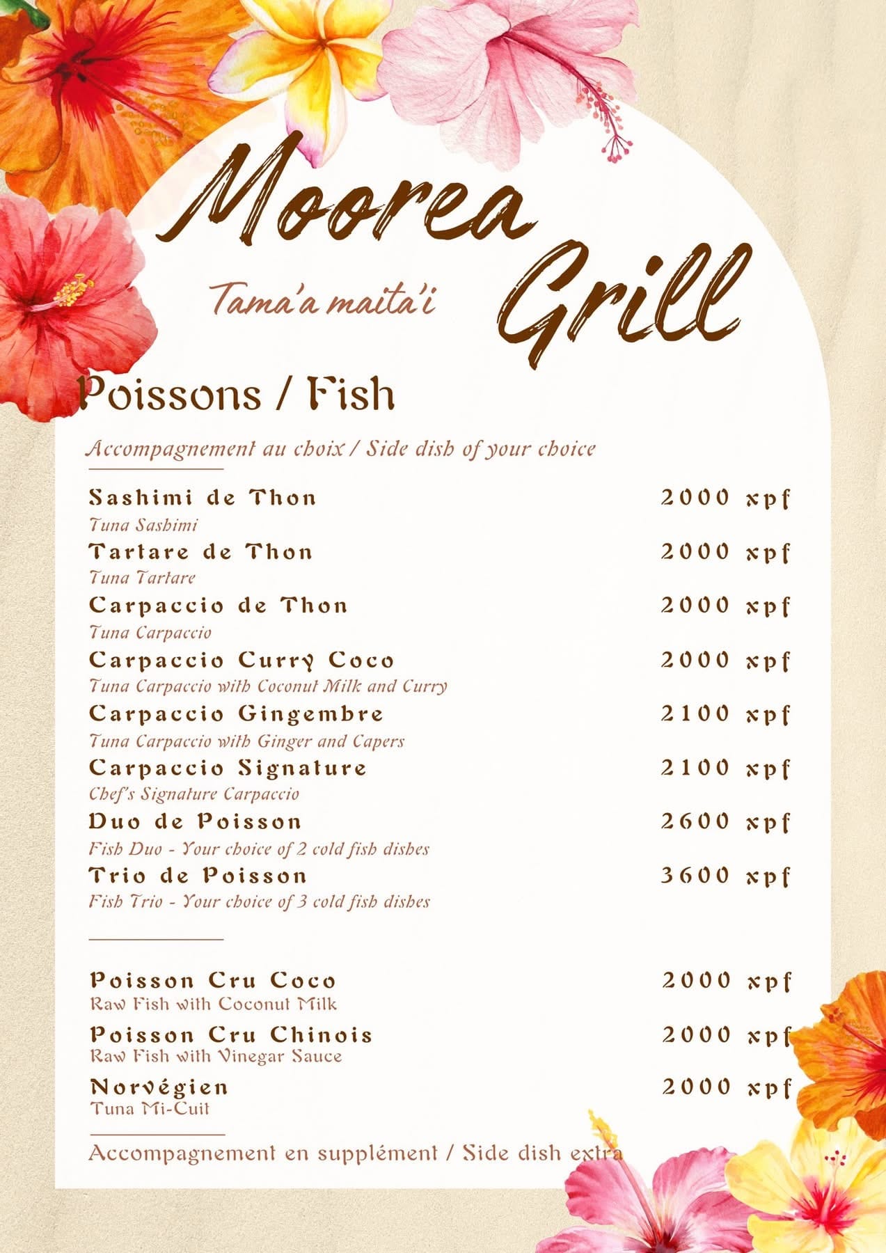 Moorea Grill — Poissons