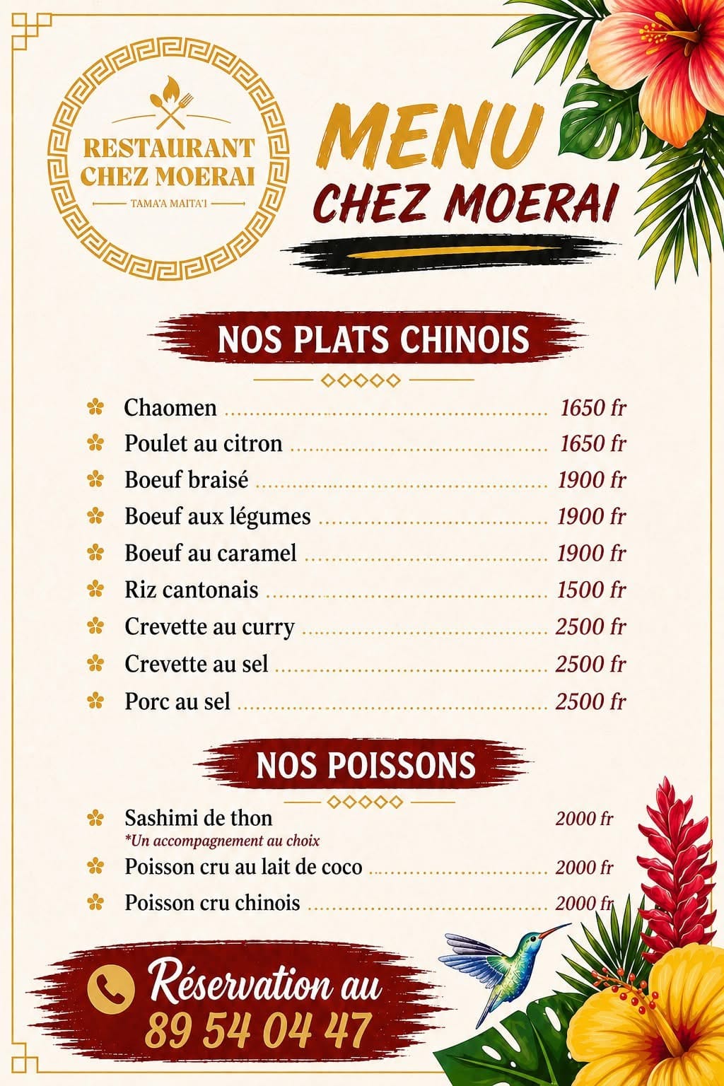 Chez Moerai — Plats chinois & poissons